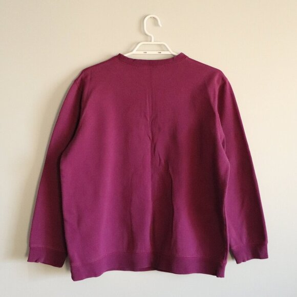 Vntg Northern Reflections Women's Medium Purple Rose Long Sleeve Crew Sweater - Picture 2 of 10